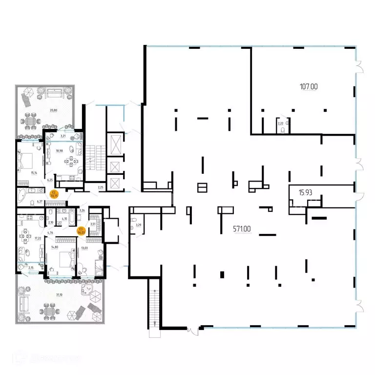 2-комнатная квартира: Рязань, улица Земнухова, 3 (96.03 м) - Фото 1
