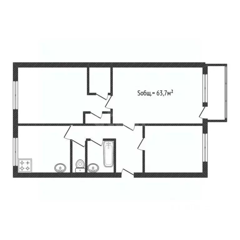 3-к кв. Брянская область, Брянск Орловская ул., 22 (63.7 м) - Фото 2