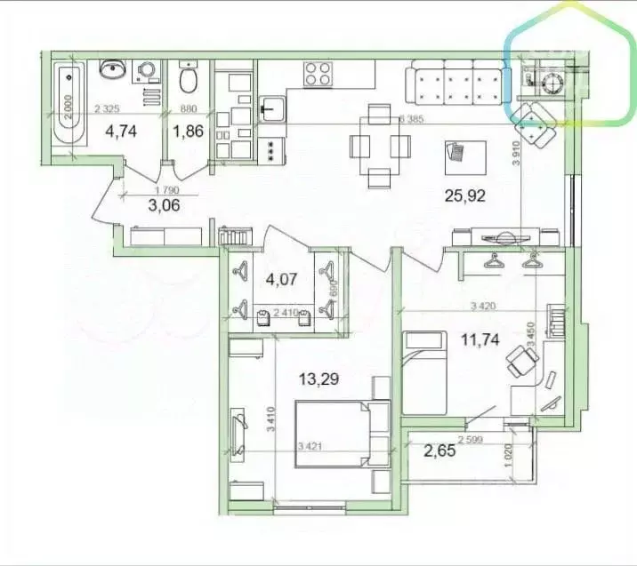 2-к кв. Рязанская область, Рязань ул. 1-я Железнодорожная, 56 (67.0 м) - Фото 2