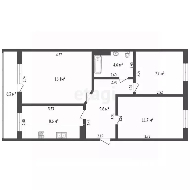 3-к кв. Челябинская область, Сосновский муниципальный округ, с. ... - Фото 2