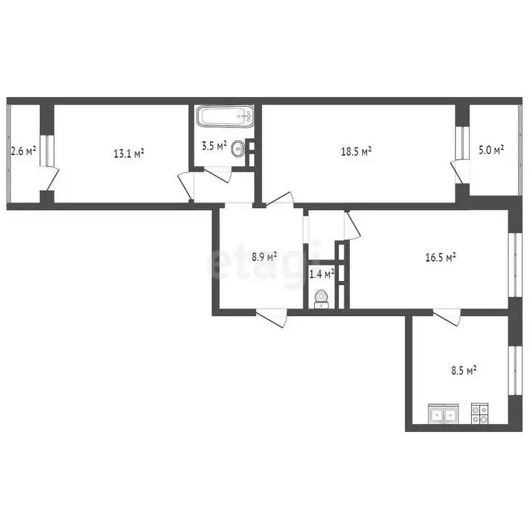3-комнатная квартира: Анапа, Супсехское шоссе, 26к7 (74.6 м) - Фото 0