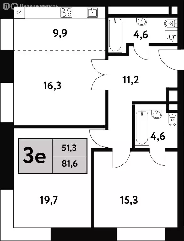 3-комнатная квартира: Москва, Фестивальная улица, 15к6 (81.6 м) - Фото 0