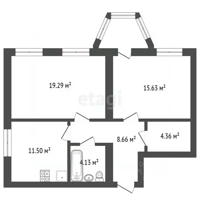 2-к кв. Алтайский край, Барнаул ул. Гоголя, 66 (65.6 м) - Фото 2