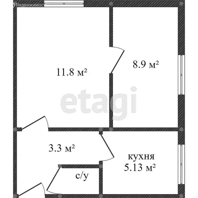 2-комнатная квартира: Ишим, улица Карла Маркса, 55 (30.2 м) - Фото 1