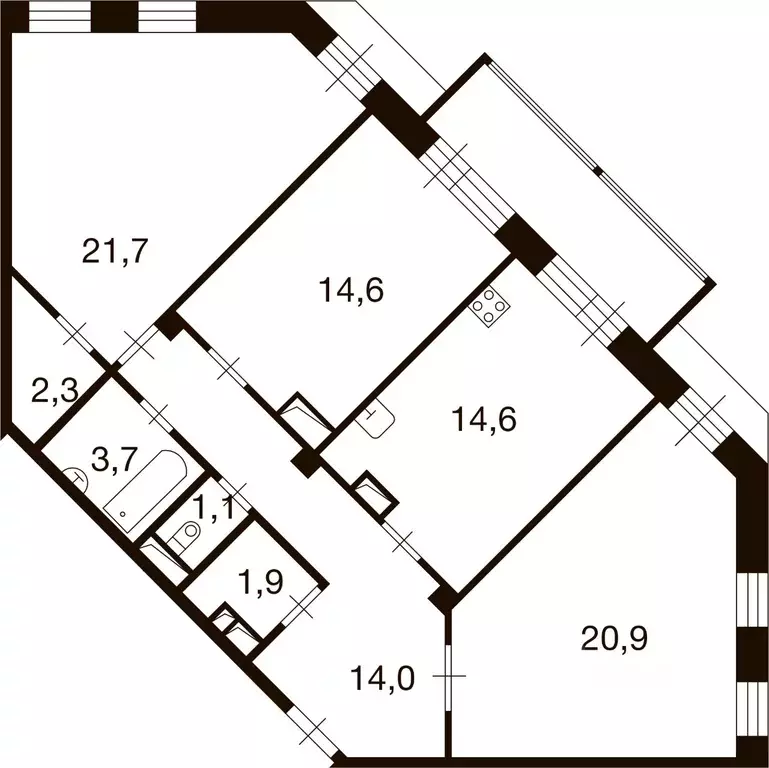 3-к кв. Москва д. Ивановское, ул. Семена Гордого, 1 (95.0 м) - Фото 0