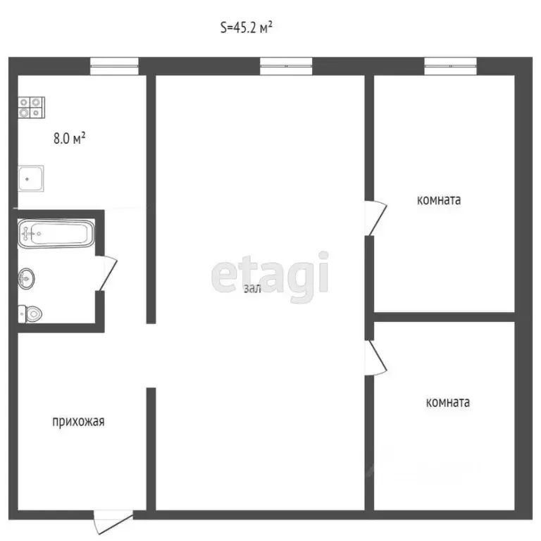 2-к кв. Ханты-Мансийский АО, Сургут ул. Маяковского, 47/1 (44.9 м) - Фото 2