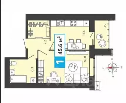 1-к кв. Пензенская область, Пензенский район, Засечный сельсовет, с. ... - Фото 2