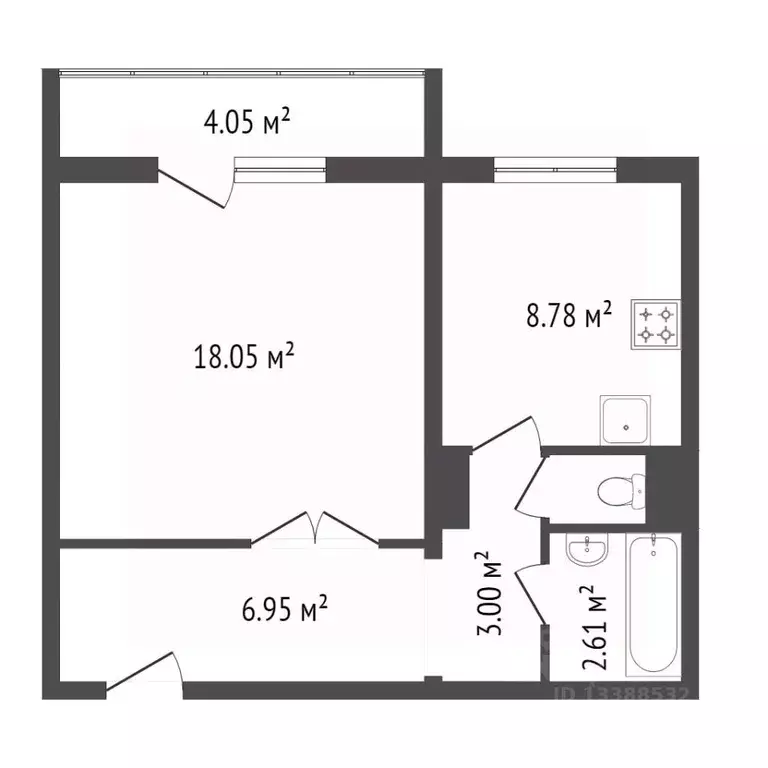 1-к кв. Красноярский край, Красноярск ул. Чернышевского, 73 (42.0 м) - Фото 2