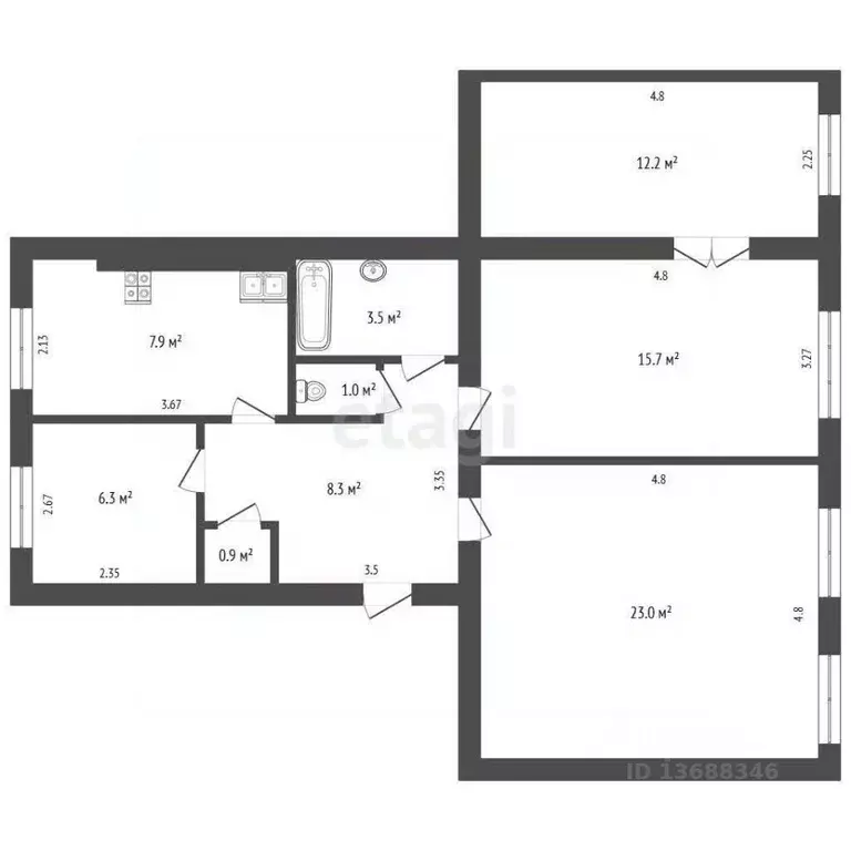 4-к кв. Хабаровский край, Комсомольск-на-Амуре ул. Аллея Труда, 11 ... - Фото 2