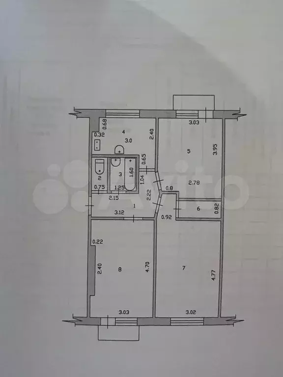 3-к. квартира, 55,7 м, 3/5 эт. - Фото 0