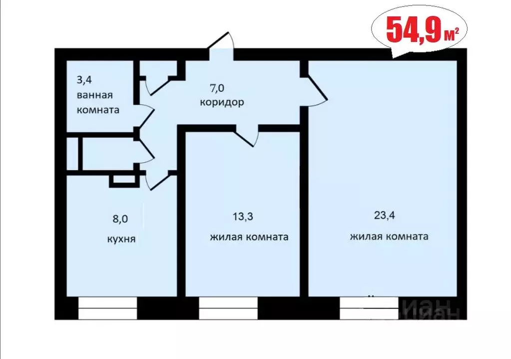 2-к кв. Москва Красноказарменная ул., 9 (54.9 м) - Фото 2