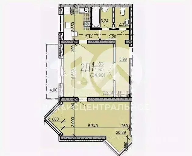 2-к кв. Новосибирская область, Новосибирск ул. Есенина, 12/1 (61.95 м) - Фото 1