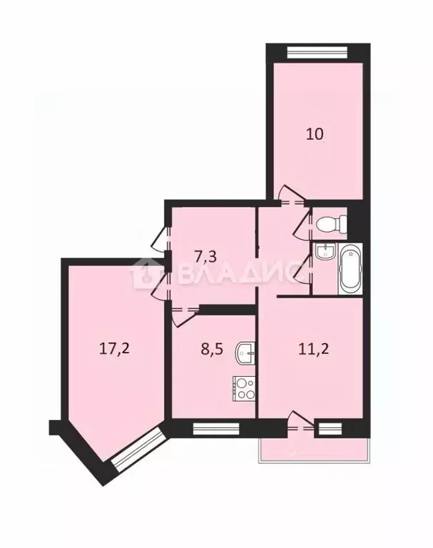 3-к кв. Липецкая область, Липецк Первомайская ул., 81 (61.9 м) - Фото 1