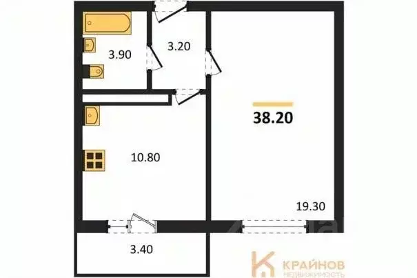 1-к кв. Воронежская область, Воронеж Озерки жилой квартал,  (38.2 м) - Фото 0