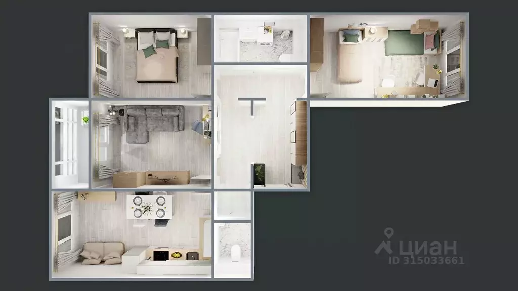 3-к кв. Новосибирская область, Новосибирск Самоцветы жилой комплекс ... - Фото 2