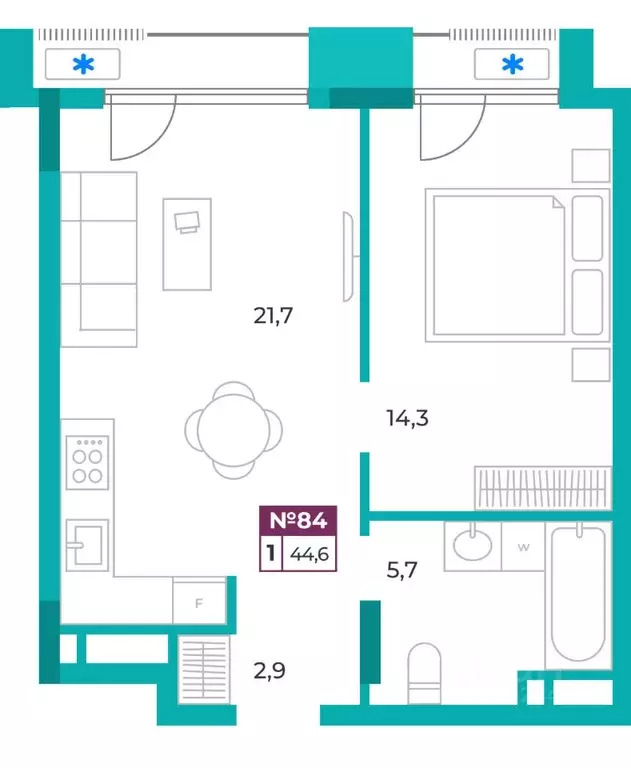 1-к кв. Крым, Симферополь ул. Воровского, 24 (44.6 м) - Фото 0