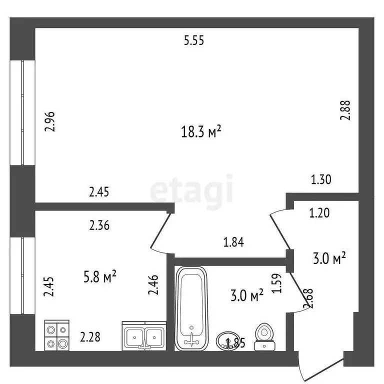 1-комнатная квартира: Стерлитамак, улица Худайбердина, 174 (30.1 м) - Фото 1