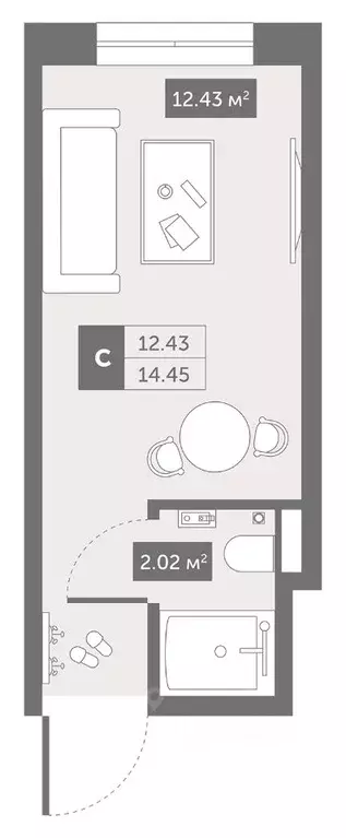 Студия Санкт-Петербург Коломяжский просп., 4 (14.45 м) - Фото 0