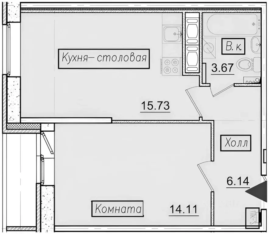 1-к кв. Санкт-Петербург пос. Песочный, Садовая ул., 85 (38.1 м) - Фото 2