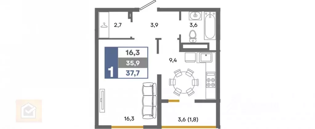 1-к кв. Крым, Симферополь ш. Евпаторийское, 159 (37.7 м) - Фото 0