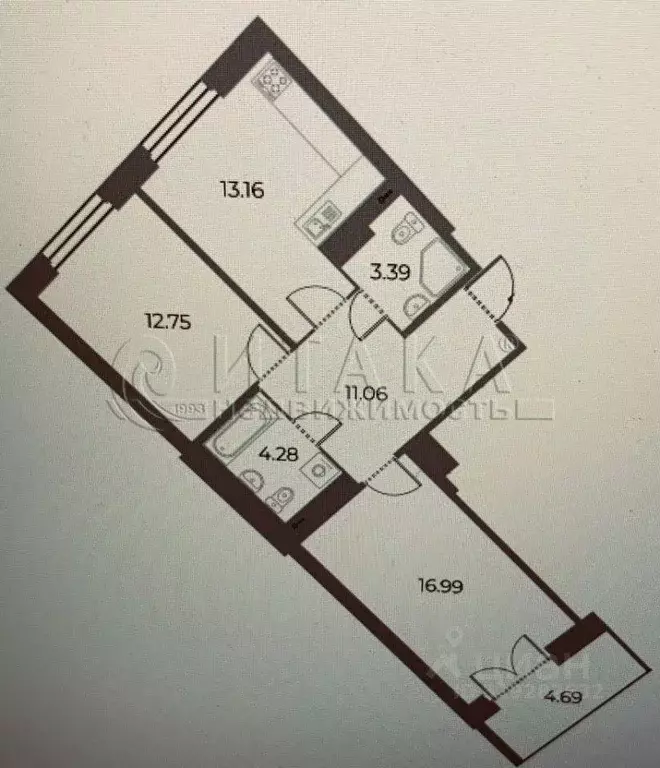 Квартира, 2 комнаты, 64.08 м - Фото 0