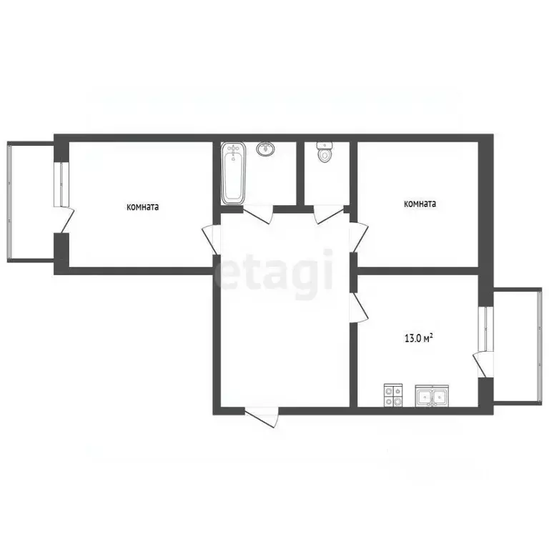 2-к кв. Ярославская область, Ярославль ул. Батова, 14 (60.4 м) - Фото 2