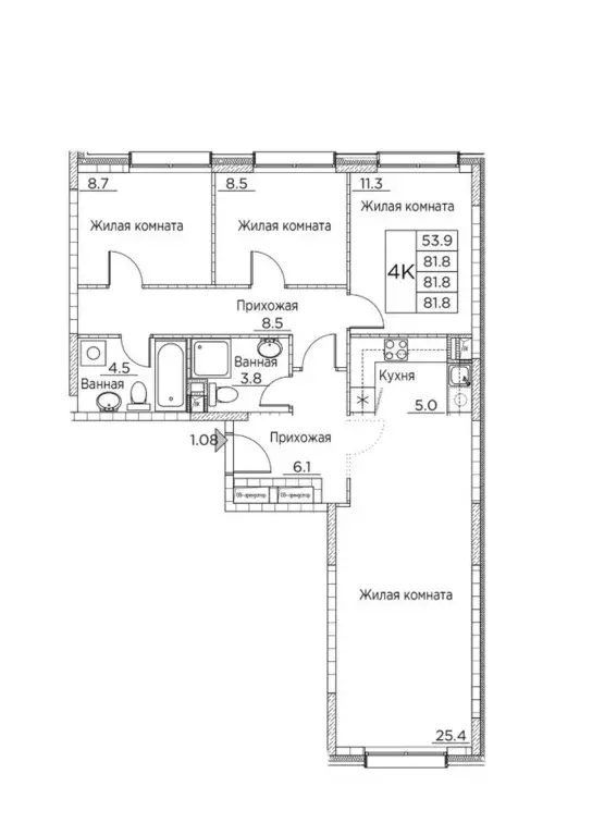 4-к кв. Приморский край, Владивосток ул. Расула Гамзатова, 7к2 (81.8 ... - Фото 0