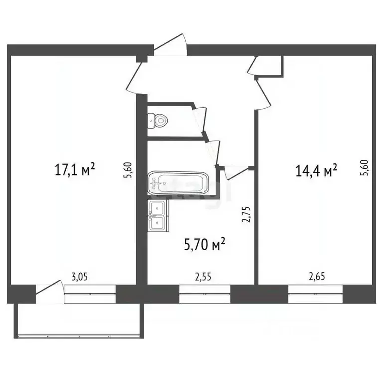 2-к кв. Челябинская область, Касли ул. Ломоносова, 10 (45.1 м) - Фото 2