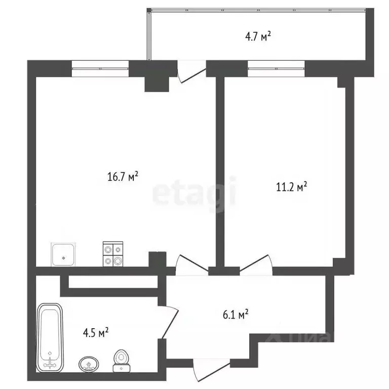 1-к кв. Тюменская область, Тюмень ул. Николая Никитина, 8 (38.9 м) - Фото 1