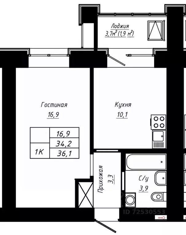 1-к кв. Алтайский край, Барнаул ул. Сухэ-Батора, 39 (36.1 м) - Фото 0