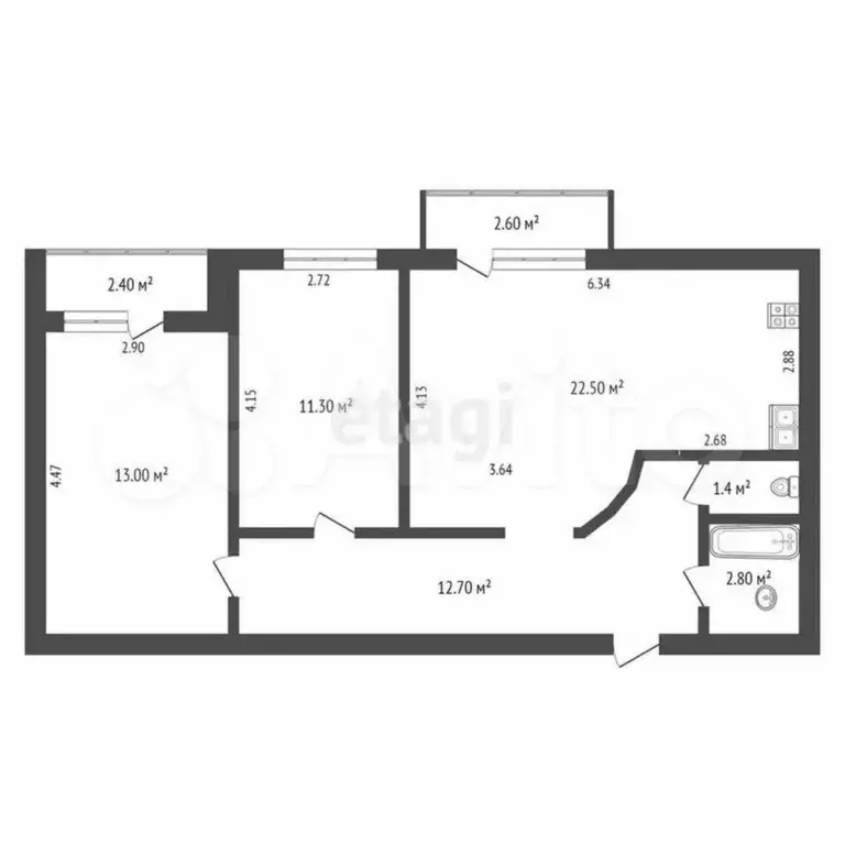 2-к. квартира, 70 м, 9/10 эт. - Фото 0