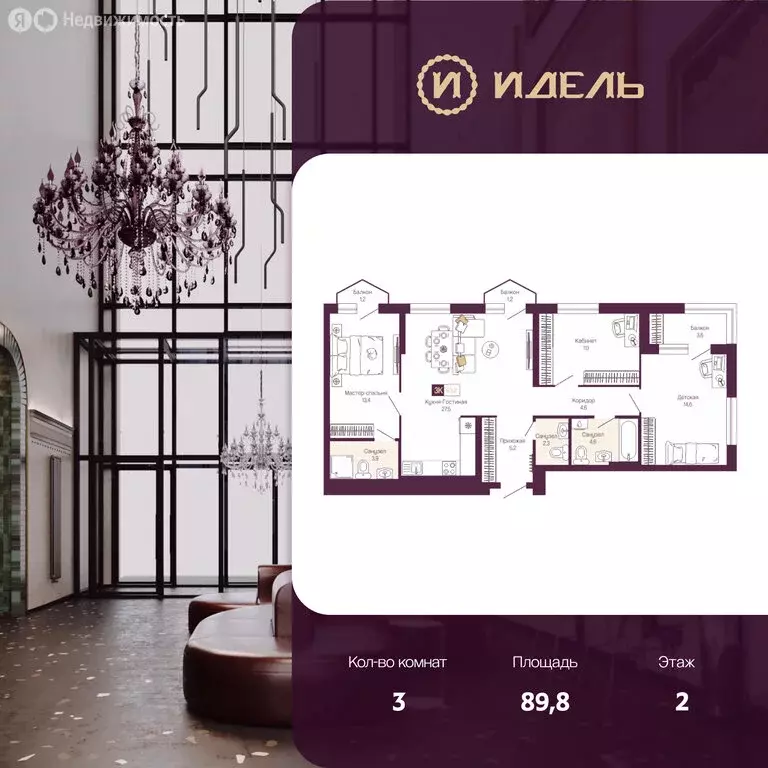 3-комнатная квартира: Нижний Новгород, ЖК Идель. Квартал на Сенной ... - Фото 1