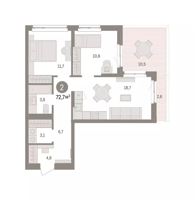 2-комнатная квартира: Челябинская область, Сосновский муниципальный ... - Фото 2