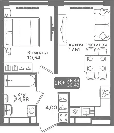 1-к кв. Тюменская область, Тюмень ул. Заполярная, 9/2 (36.43 м) - Фото 0