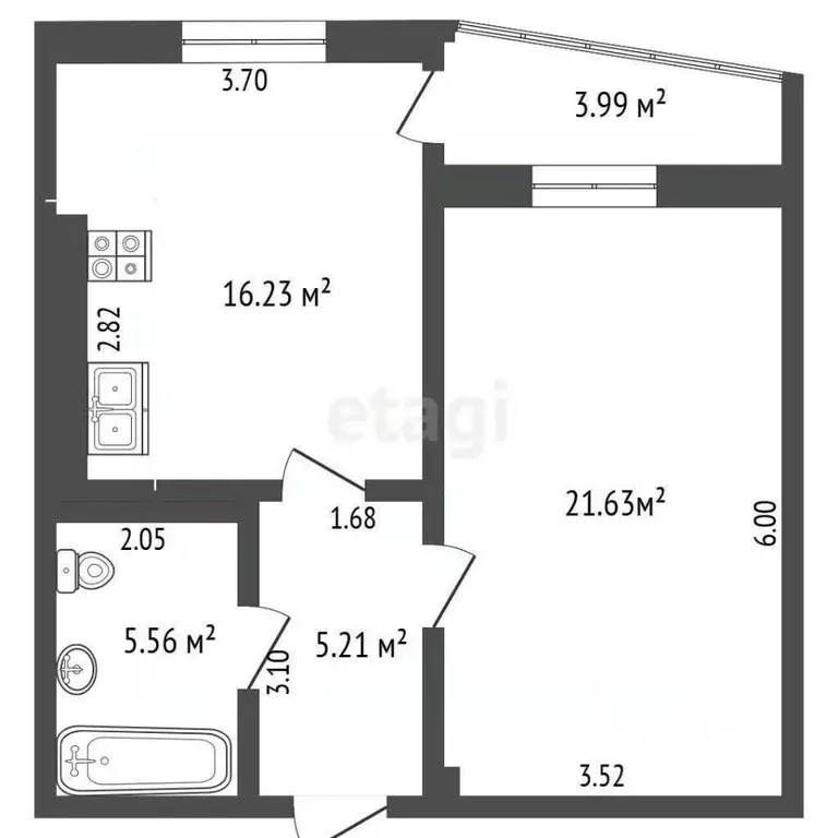 1-к кв. Белгородская область, Белгород просп. Богдана Хмельницкого, ... - Фото 1