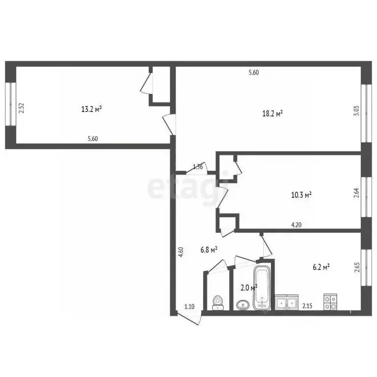 3-к кв. Забайкальский край, Чита ул. Ватутина, 27 (59.3 м) - Фото 2