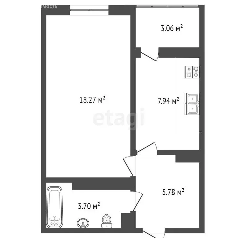1-комнатная квартира: Аксай, улица Менделеева, 53А (34 м) - Фото 1