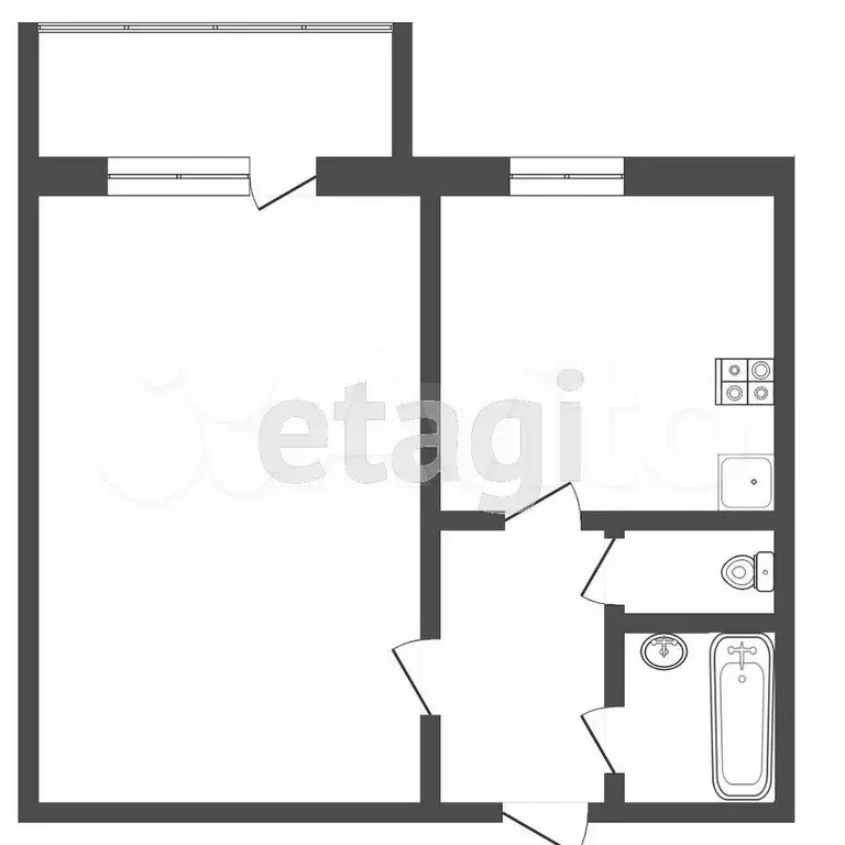 1-к. квартира, 29,4 м, 7/9 эт. - Фото 0