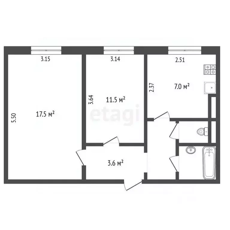 2-к кв. Крым, Щелкино Ленинский район, 1-й мкр, 9 (47.7 м) - Фото 2
