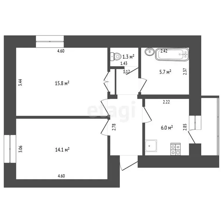 2-комнатная квартира: Нижний Новгород, жилой район Соцгород, ... - Фото 1
