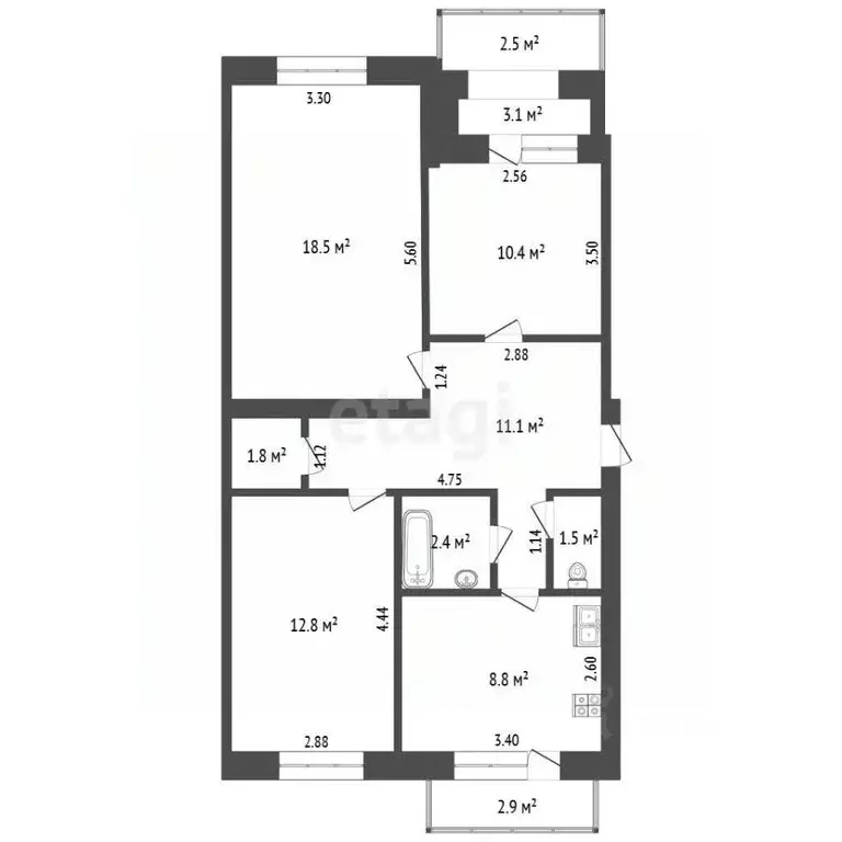 3-к кв. Крым, Сакский район, Новофедоровка пгт ул. Севастопольская ... - Фото 2