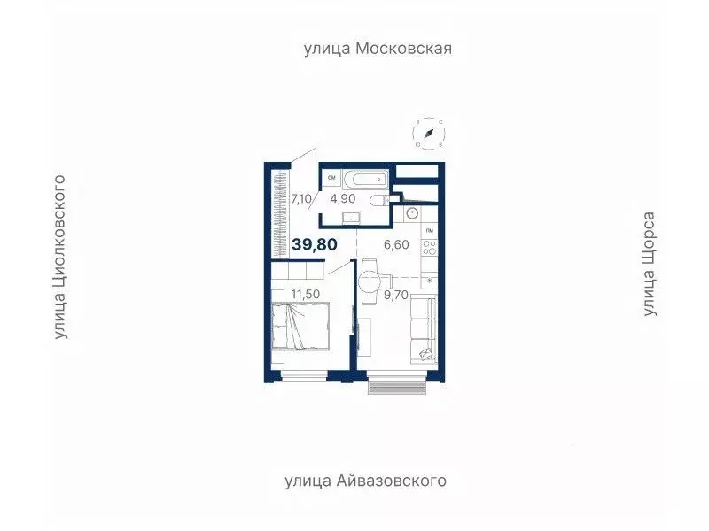 1-к кв. Свердловская область, Екатеринбург ул. Айвазовского, 52 (39.8 ... - Фото 0