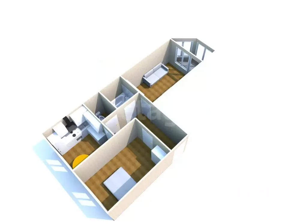 2-к кв. Сахалинская область, Южно-Сахалинск Бумажная ул., 22Б (49.0 м) - Фото 2