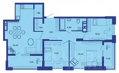 3-к кв. Брянская область, Брянск Три башни жилой комплекс (90.7 м) - Фото 2