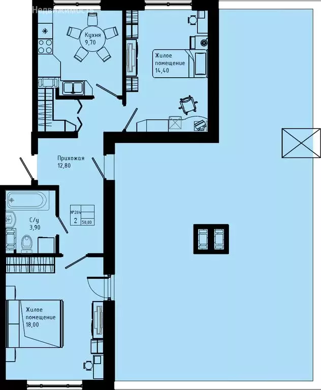 2-комнатная квартира: Коммунар, Железнодорожная улица, 41к3 (84.8 м) - Фото 1