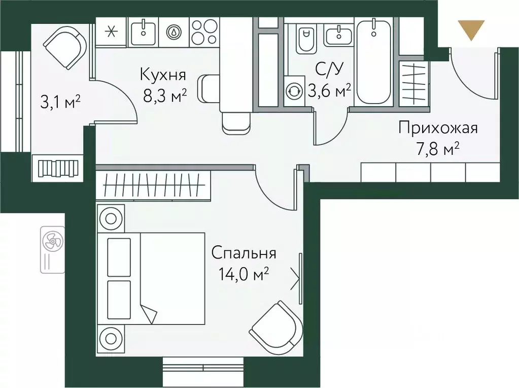 1-к кв. Волгоградская область, Волгоград Новосибирская ул., 74 (36.8 ... - Фото 0