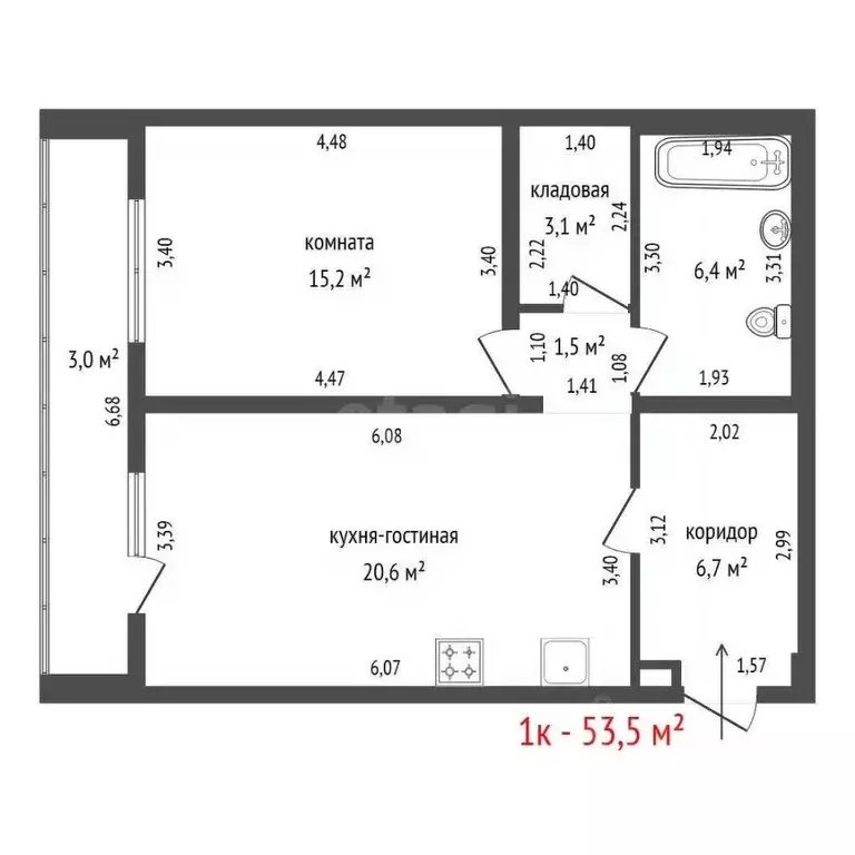 1-к кв. Свердловская область, Екатеринбург ул. Расточная, 31А (53.5 м) - Фото 1