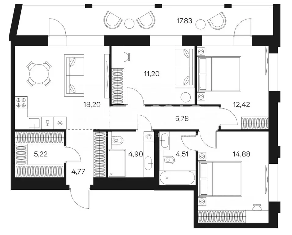 4-к кв. Москва Автозаводская ул., 26/1 (80.5 м) - Фото 2