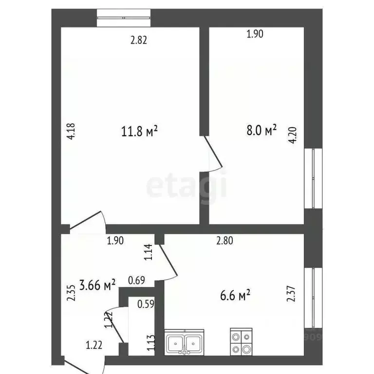 2-к кв. Смоленская область, Ярцево ул. Чернышевского, 12 (38.6 м) - Фото 2