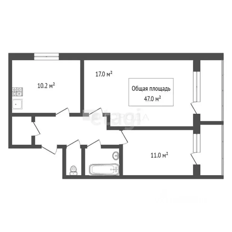 2-к кв. Новосибирская область, Тогучин Заводская ул., 142к6 (47.0 м) - Фото 1